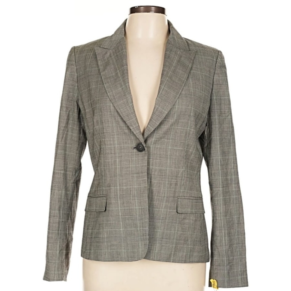 Elie Tahari Plaid Gray Blazer